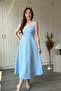 Elegant Square Neck Midi Flared Dress with Straps - 5