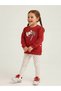 Girls Red Candy Print Long Sleeve Dress with Heart Print Leggings – 2-Piece Set
