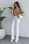 Women's White High Waist Flared Jean Pants - 2