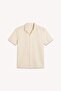 Regular Fit Polo Collar Linen Blend Short Sleeve Sand Beige Shirt I0292Ax26Hs - 7