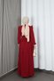 Ayrobin Belted Hijab Dress with Ruffles on the Shoulders and Front, Burgundy Hnt7345 - 8
