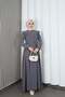 Ayrobin Belted Hijab Dress with Ruffles on the Shoulders and Front Gray Hnt7345 - 3