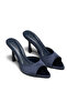 Vienza Women's Navy Blue Satin Open-Toe 8.5 cm Thin Heeled Mule Slippers