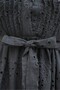 Ribbed Scalloped Lined Shirt Collar Linen Dress -Black - 2