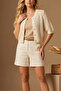 Women's Bohemian Patterned Short Sleeve Buttoned Crop Knitwear Cardigan - 6