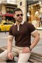 Men's Elite Cut Polo Collar Ribbed Knitwear T-Shirt - Half Zipper - 7