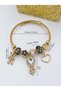 Women's Gold-Tone Charm Bangle Bracelet with Cute Cat, Bear, and Heart Pendants - Elegant Fashion Jewelry Adjustable Wristband - 5