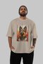 For the Love of Dogs 18 Front Dog Print Beige Oversize T-Shirt 100% Cotton Unisex Dog Lover Premium Design - 5