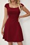 Women's Short Sleeve Square Collar Short Imported Crepe Dress
