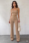 New Season Women's Chain Strap Crop Imported Crepe Blouse and Trousers Two-Piece Set