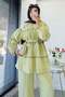 Premium Layered Tulle Modal Pants Set with Gathered Detail - Green - 9