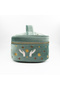 Mint Green Dream Embroidered Velvet Makeup Bag & Organizer 25X17.5X11 cm - 3