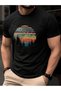 Flying Colorful Sunset Forest Bird Pattern Design Printed Premium Oversize T-Shirt