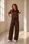 Women's Oversize T-Shirt Wide Leg Pants Relaxed Fit Casual Two-Piece Set - 2