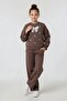 Brown Bow Detailed Elastic Waist Girls' Tracksuit Set 24542 - 4
