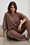 Oşho Modal Fabric Short Sleeve Double Piping Detailed Bottom and Top Set 2Xl-6Xl - 3