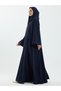 Serra Shawl Gifted Dubai Abaya Set with Button Detail Navy Blue - 1015 - 5