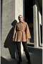 Bouquet Fabric Belted Winter Poncho 2233-04 Milk Coffee