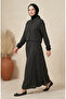Striped Modal Shirt Collar Hijab Double Set 0328-03 Black - 2