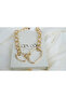 Kol346 Gold Thick Chain Necklace with Ring Detail - 3