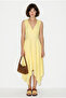 Women's Yellow Lined Back Tie Detailed Double Breasted Collar Asymmetrical Cut Midi Dress 393 60286372 - 3