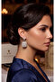 Silver Color Zircon Stone Square Model Women's Evening Dress Earrings -