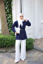 Navy Blue Elastic Waist Dabıl Jacket - 2