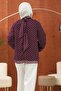 Burgundy Polka Dot Balloon Sleeve Chiffon Blouse - 6