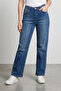 High Waist Pipe Leg Denim Trousers with Pockets - Tint