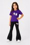 Girls' Spanish Flared Leggings and Printed T-Shirt Set Casual Sports Combination Comfortable Fit