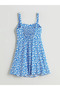 Blue Floral Strap Waist Mini Dress - 6
