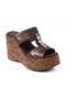 D26Yt-1720 Platform Padded Leather Young Women's Slippers