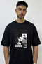 Chainsaw Man Design Printed Oversize Black T-Shirt