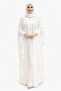 Elegant White Embroidered Butterfly Sleeve Abaya with Matching Hijab