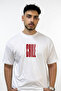 Wavy Chill Design Printed Oversize White T-Shirt