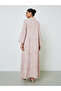 Pink All Over Print Stand Collar Jalabiya with Side Slit - 6