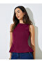 Burgundy Seam Detail Peplum Top - 3