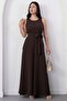 Crew Neck Belted Wide Leg Jumpsuit Grs4017 - 4