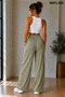 Women's Linen Denim Detailed Oversize Loosefit Comfortable Trousers - 2