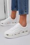 Women's 100% Genuine Leather Sneaker White Casual Sports Shoes Thick Sole Comfortable Casual Shoes - 7