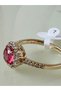 Steel Ring Original Xuping Quality Zircon Stone Pink Single Stone Stainless Ventage Model - 4