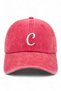 Red Embroidered Washable Vintage Unisex Hat with Letter C