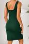 Women's square neck slit short diving dress with straps - 4