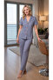 Women's Summer Striped Ladybug Viscose Buttoned Pajama Set |   Stylish Model 780-120