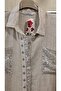 Italian Linen Shirt with Sequin Pocket Detail, Oversized Cut - 3