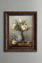 ورود بيضاء في مزهرية زرقاء - لوحة بنمط عتيق - نموذج سميك
