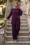 Ayrobin Suit with Buckle Detail Pants, Plum Color Hm2921