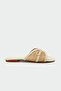 Cleo Buckle Straw Detailed Women's Ecru Flat Slippers