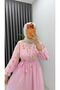 Women's Hijab Pink Lined Floral Printed Dress - 2