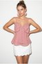 Women's Soft Powder V-Neck Bow Detailed Thin Strap Blouse with Gipe Detailed Back 20194 60286267